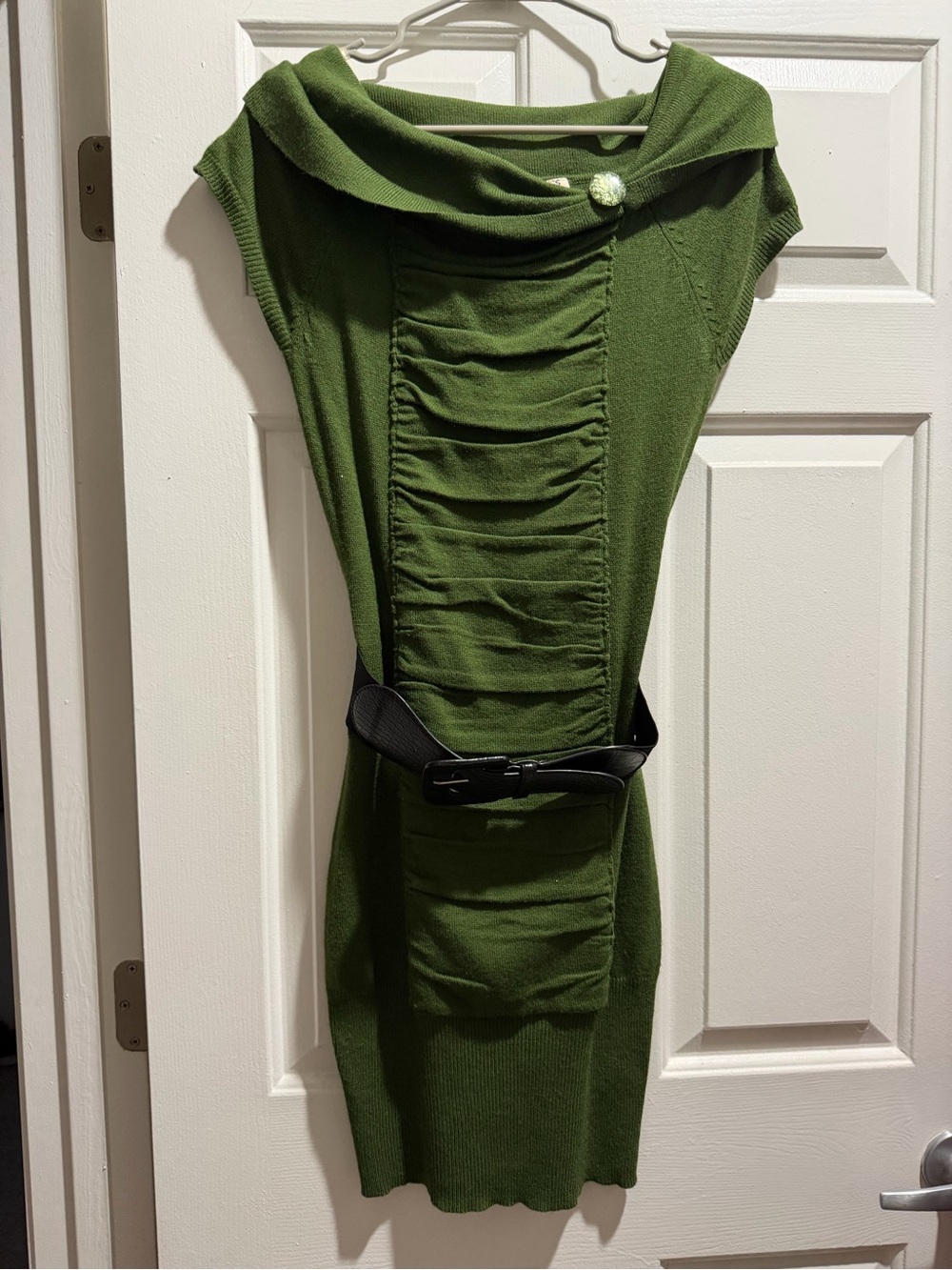 Derek Heart Olive Green Knit Sweater dress with Removable belt